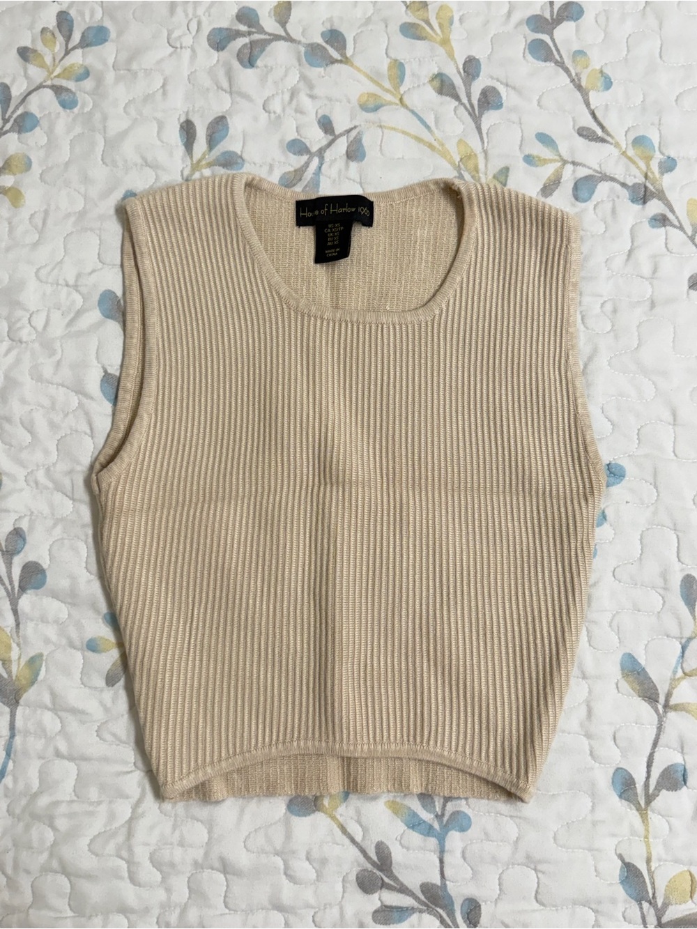 House of Harlow 1960 Ribbed Sleeveless Tank in Beige - Picture 1 of 1